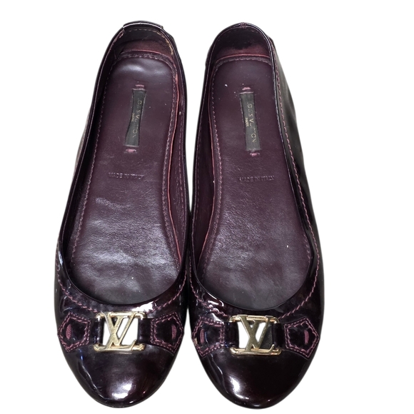 LOUIS VUITTON DREAMY ROSE LEATHER BALLET FLATS LOGO 38 - Picture 13 of 15